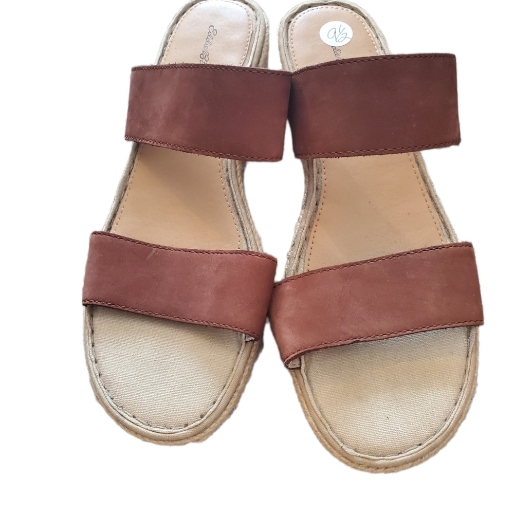 Eddie Bauer  Wedge Sandals Women's‎ Size 9.5 Brown Flip Flop